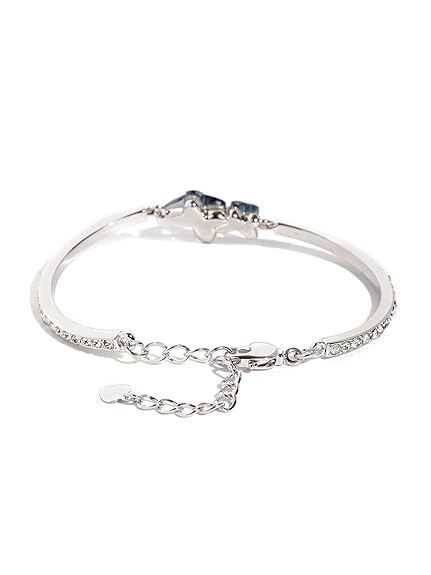 女性と女の子のためのブレスレット|A5高級クリスタルブレスレット|シルバートーンの蝶チャーム付き|誕生日プレゼント・記念日ギフトに最適