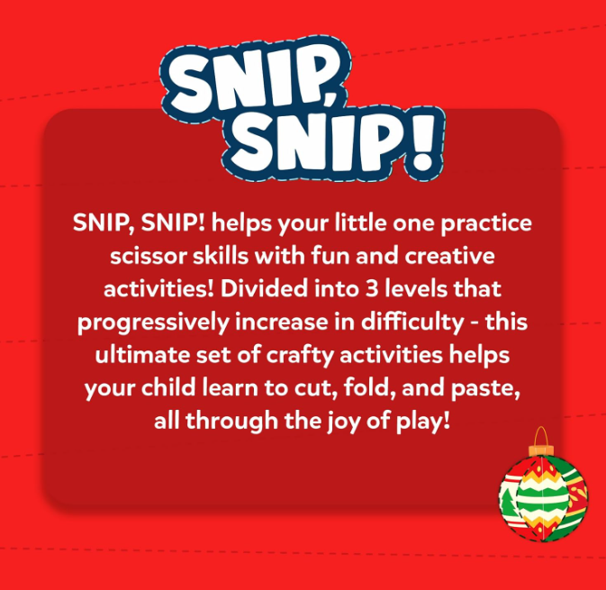 Skillmatics はさみスキル アクティビティブック - Snip Snip、未就学児向けの楽しい切り絵&クリエイティブアクティビティ25選、子供に安全なはさみ2本、細かい運動能力を養うクラフトキット、3歳、4歳、5歳、6歳、7歳のお子様へのギフト