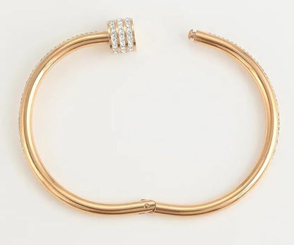 女性用ブレスレット｜スタイリッシュなバングル｜調整可能・変色防止｜ローズゴールドカラーのカダ｜ステンレススチール製カフブレスレット｜アクセサリー＆ギフトセット