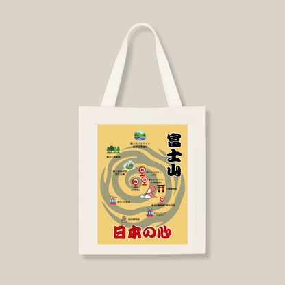 富士山地図キャンバストートバッグ | インド製