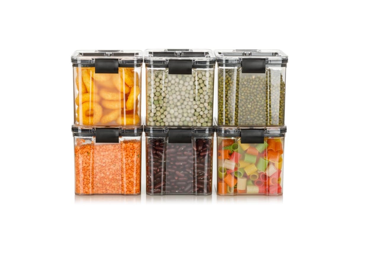 密閉保存容器（600g）｜BPAフリーのモジュール式キッチン用プラスチックジャー｜米・豆・小麦粉・スパイス・シリアル収納用
