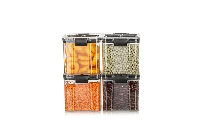 密閉保存容器（600g）｜BPAフリーのモジュール式キッチン用プラスチックジャー｜米・豆・小麦粉・スパイス・シリアル収納用