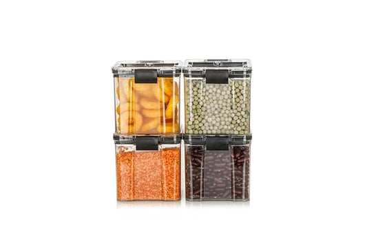 密閉保存容器（600g）｜BPAフリーのモジュール式キッチン用プラスチックジャー｜米・豆・小麦粉・スパイス・シリアル収納用