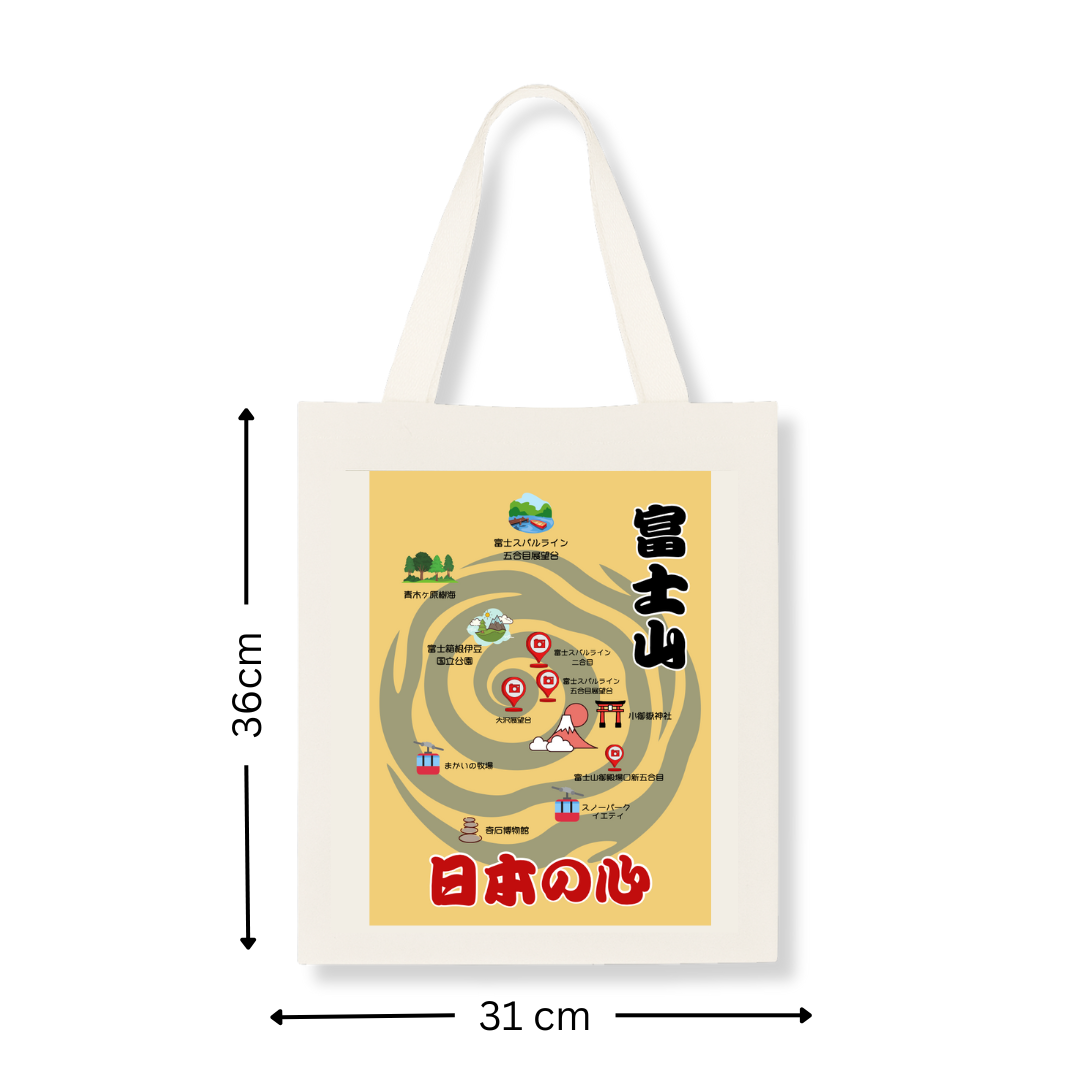 富士山地図キャンバストートバッグ | インド製