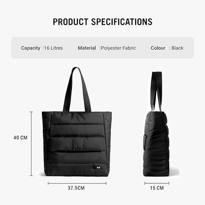 DailyObjects イディル トートバッグ（女性向け）｜柔らかな手触りで撥水性のあるポリエステル素材を使用｜内側にはポリフィルクッション入り｜14インチまでのノートパソコンを収納可能
