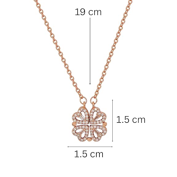 変色防止マグネットハートクローバーペンダントネックレス レディース用｜スタイリッシュなロケットチェーン｜最新ファッションジュエリーアクセサリー｜ミニマルジュエリー｜ギフトに最適