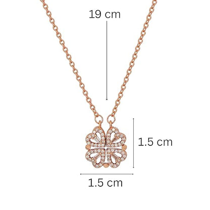 変色防止マグネットハートクローバーペンダントネックレス レディース用｜スタイリッシュなロケットチェーン｜最新ファッションジュエリーアクセサリー｜ミニマルジュエリー｜ギフトに最適