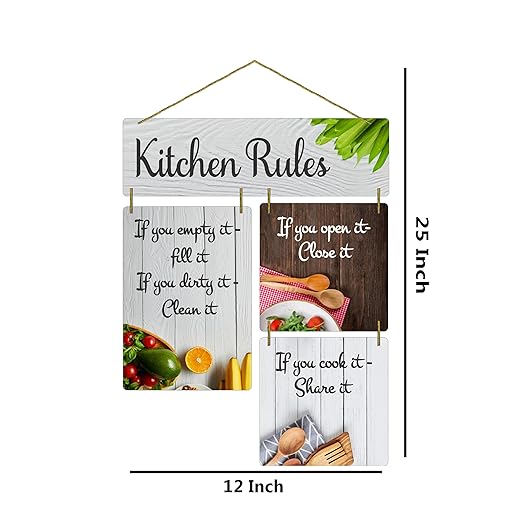 キッチンルール引用装飾壁アート MDF木製ハンギング | リビングルーム | ベッドルーム | ホームデコレーション | オフィス | ギフト | 名言アイテム WH-8