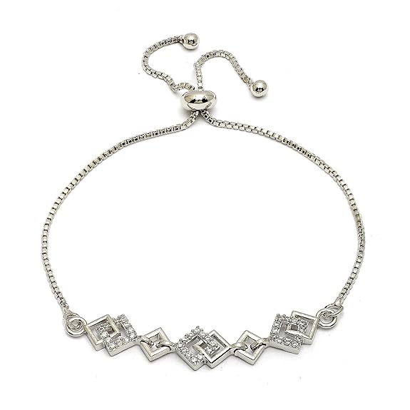 レディース用ジュエリーブレスレット ローズゴールドトーン 幾何学模様デザイン 女の子＆女性向けローズゴールドメッキブレスレット