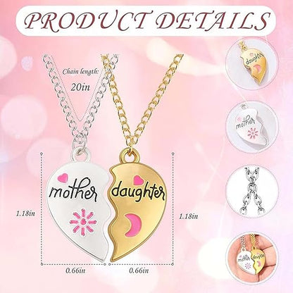 母と娘のためのマグネットハートペンダントネックレス｜母の日・誕生日ギフトに最適｜サイズ：2.8×1.8cm