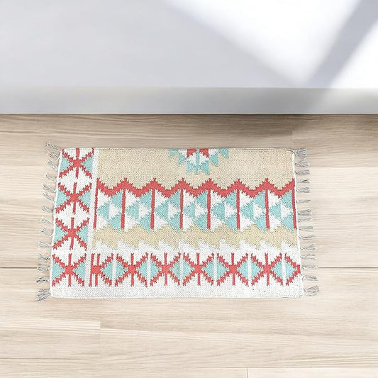 ヴィンテージ 多用途ラグ｜ハンドメイド玄関マット・フロアマット・プージャ用アーサン・ガーデン＆エントランスマット｜丈夫で装飾的な屋内・屋外用