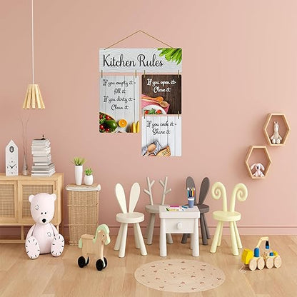 キッチンルール引用装飾壁アート MDF木製ハンギング | リビングルーム | ベッドルーム | ホームデコレーション | オフィス | ギフト | 名言アイテム WH-8
