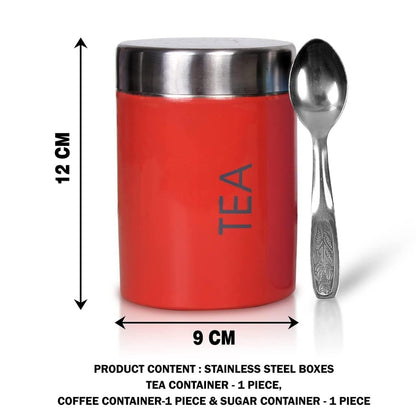 紅茶、砂糖、スプーン付きコーヒーキャニスター 800ml ステンレススチール (マルチカラー) 3 個セット | ティーシュガー＆コーヒーコンテナー