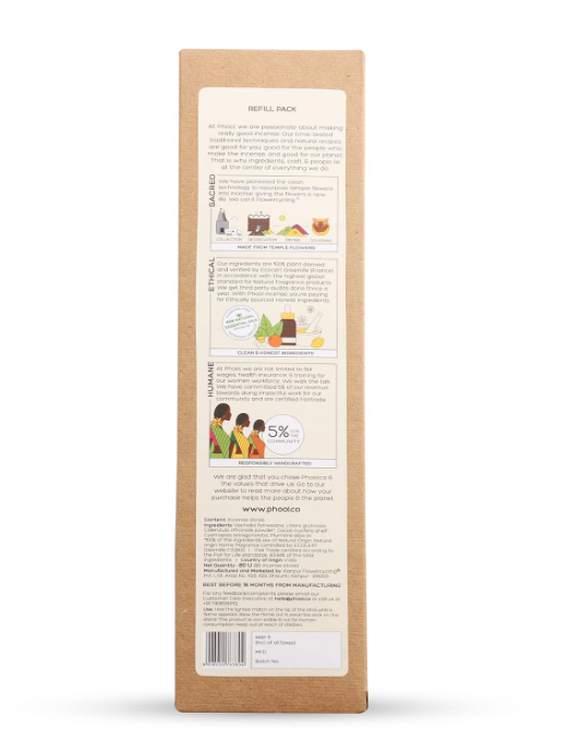 PHOOL 高級お香 チューベローズお香スティック|80本パック||心と体を落ち着かせるお香|炭不使用|100%オーガニック