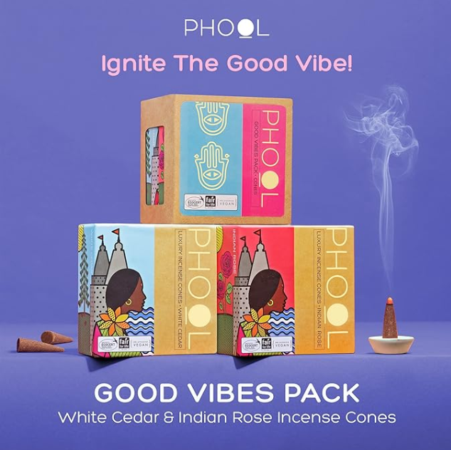 PHOOL プレミアムドープコーン | 80個パック | インディアンローズ＆ホワイトシダー | 硫黄・炭不使用