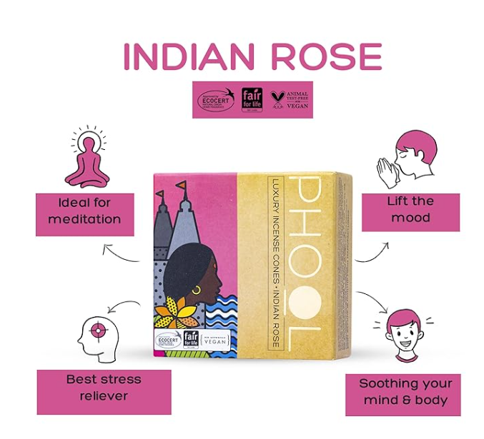 PHOOL プレミアムドープコーン | 80個パック | インディアンローズ＆ホワイトシダー | 硫黄・炭不使用