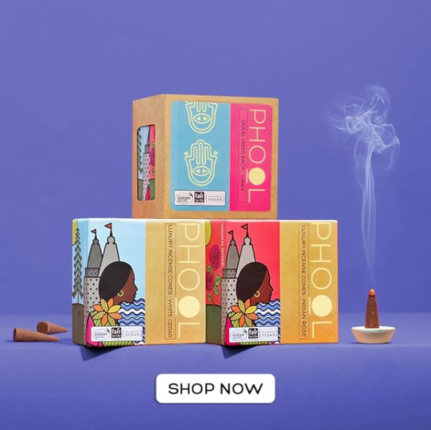 PHOOL プレミアムドープコーン | 80個パック | インディアンローズ＆ホワイトシダー | 硫黄・炭不使用