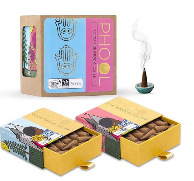 PHOOL プレミアムドープコーン | 80個パック | インディアンローズ＆ホワイトシダー | 硫黄・炭不使用