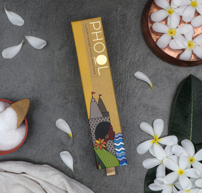 PHOOL 高級お香 天然フローラルお香スティック | 4個セット - インディアンローズ、ラベンダー、ナグチャンパ、チュベローズ | 100%オーガニック