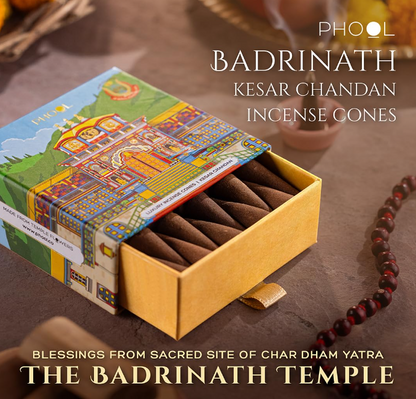 PHOOL プレミアム バドリナート インセンス コーン | サフラン＆サンダルウッド | 40個パック | 100% オーガニック