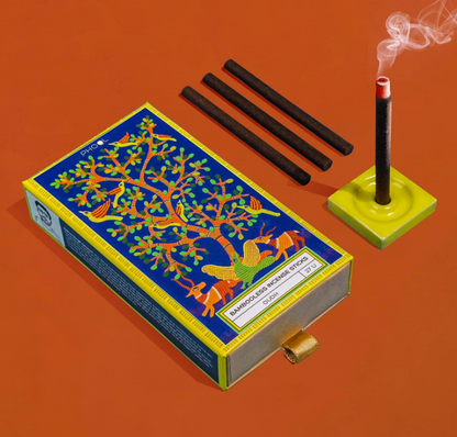 Phool 竹なしお香スティック - ウード | ドープホルダー付き | 炭不使用 | ウード アガーバティ 燃焼時間: 60分以上