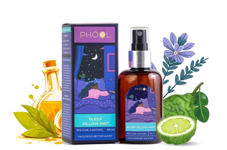 PHOOL ラグジュアリーインセンス スリープピローミスト - 100ml | 100%純粋で天然 | 芳香性で心を落ち着かせ、リラックスできるピローミスト | 神経をリラックスさせる | カモミール＆ラベンダーエキス配合 睡眠サポート
