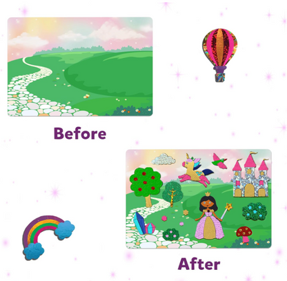 Skillmatics ホイルファン - ユニコーンとプリンセス、子供向けの汚れないアート、クラフトキットと材料、DIYクリエイティブアクティビティ、旅行用おもちゃ、4、5、6、7、8、9歳向けギフト
