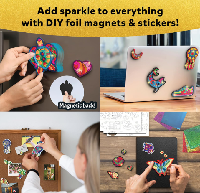 Skillmatics ホイルファン - 美しい模様、汚れないアート、マグネット、DIY カラフル クリエイティブ アクティビティ、クラフトキット、子供、ティーン、大人、家族へのギフト
