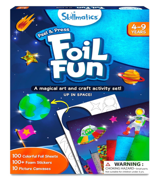 Skillmatics ホイルファン - スペース、子供のための汚れないアート＆クラフトキット、DIYクリエイティブアクティビティ、旅行用おもちゃ、4、5、6、7、8、9歳の女の子と男の子に最適なギフト