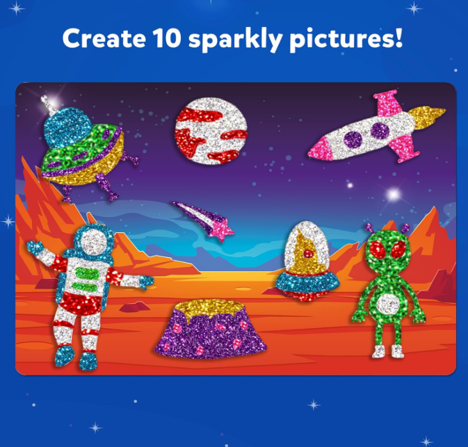 Skillmatics ホイルファン - スペース、子供のための汚れないアート＆クラフトキット、DIYクリエイティブアクティビティ、旅行用おもちゃ、4、5、6、7、8、9歳の女の子と男の子に最適なギフト