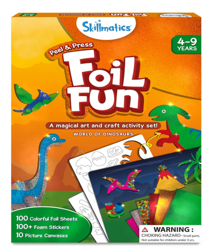 Skillmatics ホイルファン - 恐竜、子供向けの汚れないアート、クラフトキットと用品、DIYクリエイティブアクティビティ、旅行用おもちゃ、4、5、6、7、8、9歳の男の子と女の子へのギフト