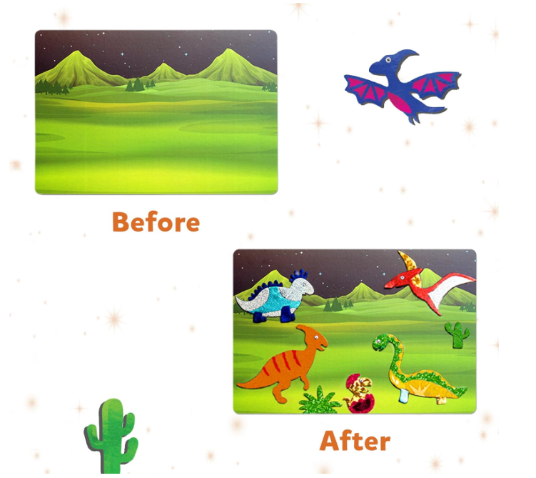 Skillmatics ホイルファン - 恐竜、子供向けの汚れないアート、クラフトキットと用品、DIYクリエイティブアクティビティ、旅行用おもちゃ、4、5、6、7、8、9歳の男の子と女の子へのギフト