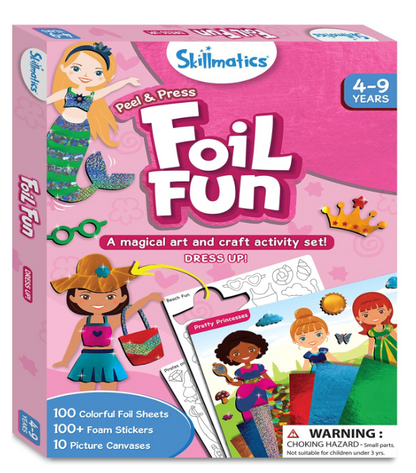 Skillmatics ホイルファン - ドレスアップ、子供のための汚れないアート、クラフトキットと材料、DIYクリエイティブアクティビティ、旅行用おもちゃ、4、5、6、7、8、9歳の男の子と女の子へのギフト