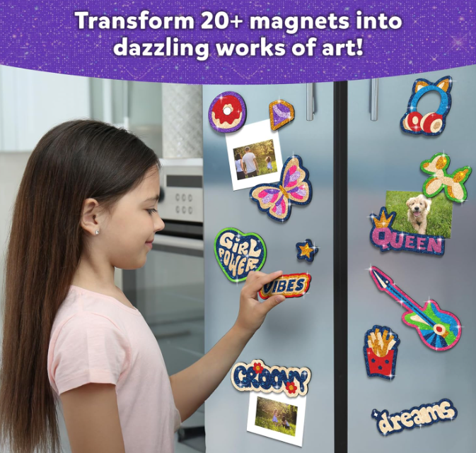 Skillmatics ホイルファン - ガールパワー、20個以上のDIYホイルアートマグネット、汚れにくいクラフトキット、60枚以上のフォームステッカー、女の子、子供、トゥイーン、ティーン（7～13歳）向けのクリエイティブアクティビティ、ギフト、旅行、パーティーの記念品
