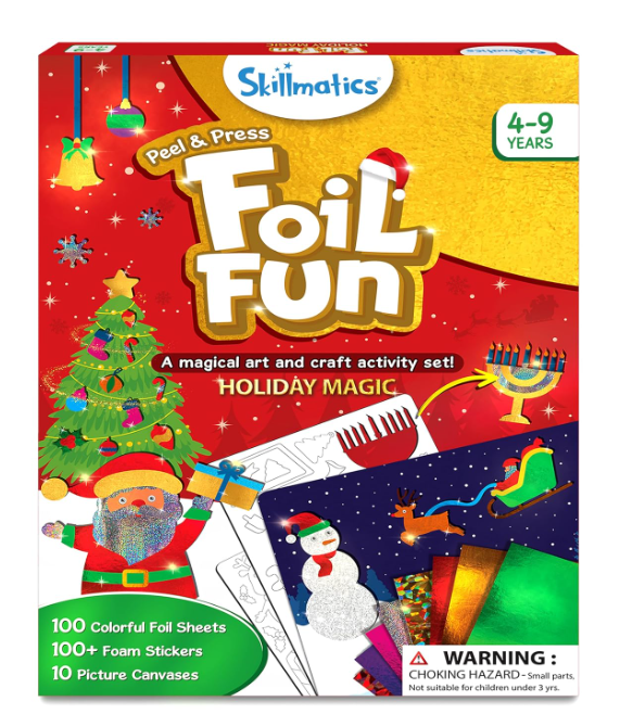 Skillmatics ホイルファン – お子様向けの散らからないホリデーアート＆クラフトキット、DIYクリエイティブアクティビティ、旅行ゲーム、4歳、5歳、6歳、7歳、8歳、9歳の男の子と女の子へのクリスマスギフト