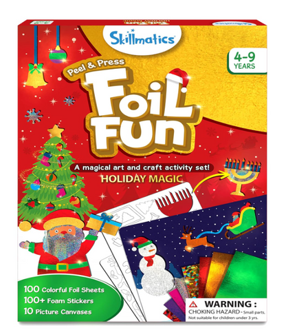 Skillmatics ホイルファン – お子様向けの散らからないホリデーアート＆クラフトキット、DIYクリエイティブアクティビティ、旅行ゲーム、4歳、5歳、6歳、7歳、8歳、9歳の男の子と女の子へのクリスマスギフト