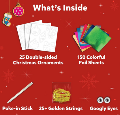 Skillmatics ホイルファン - クリスマスオーナメント、子供向けの汚れないアート、ホリデークラフトキット、DIYデコレーションクリエイティブアクティビティ、4歳、5歳、6歳、7歳、8歳、9歳以上の女の子と男の子へのギフト