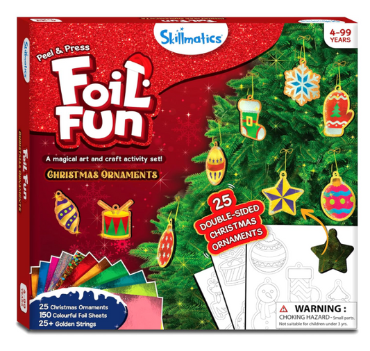 Skillmatics ホイルファン - クリスマスオーナメント、子供向けの汚れないアート、ホリデークラフトキット、DIYデコレーションクリエイティブアクティビティ、4歳、5歳、6歳、7歳、8歳、9歳以上の女の子と男の子へのギフト