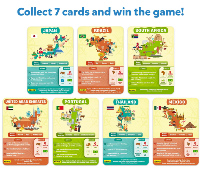 Skillmatics Guessは世界10カ国で展開。カードゲーム、知育玩具、ボードゲーム、雑学クイズが大好きな男の子、女の子、お子様、ご家族に最適です。8歳、9歳、10歳以上のお子様へのギフトとして最適です。