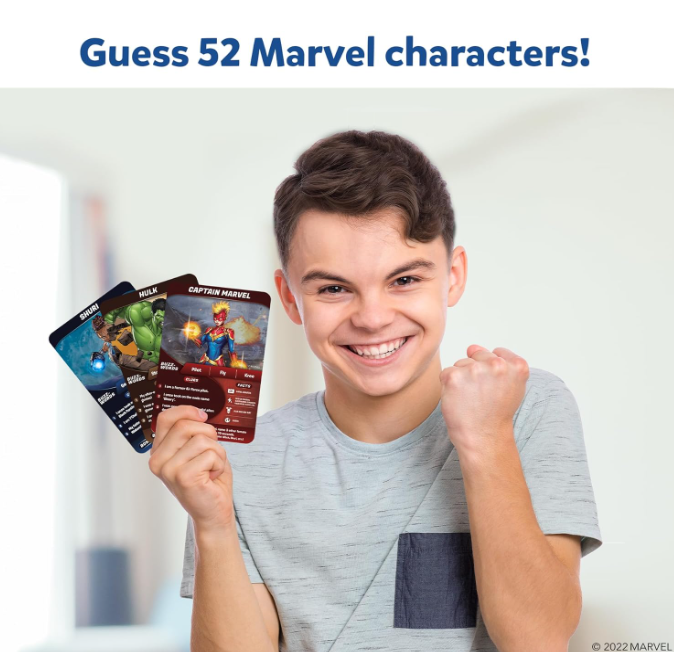 Skillmatics Guess in 10 Marvel。カードゲーム、ボードゲーム、おもちゃ、アベンジャーズ、スパイダーマン、アイアンマンが好きな男の子、女の子、子供、ティーン、大人に最適。8歳、9歳、10歳以上のギフト。
