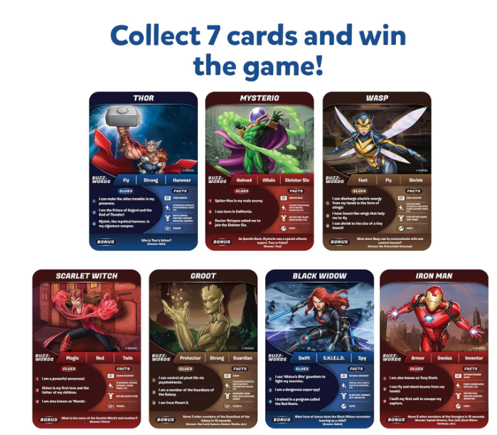 Skillmatics Guess in 10 Marvel。カードゲーム、ボードゲーム、おもちゃ、アベンジャーズ、スパイダーマン、アイアンマンが好きな男の子、女の子、子供、ティーン、大人に最適。8歳、9歳、10歳以上のギフト。