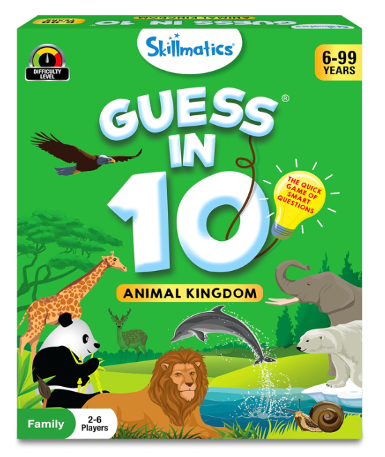 Skillmatics Guess in 10 Animal Kingdomは、動物カードゲーム、トリビア、旅行ゲームが好きな男の子、女の子、子供、ティーン、大人に最適で、6歳、7歳、8歳、9歳、10歳以上のギフトです。
