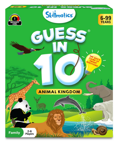 Skillmatics Guess in 10 Animal Kingdomは、動物カードゲーム、トリビア、旅行ゲームが好きな男の子、女の子、子供、ティーン、大人に最適で、6歳、7歳、8歳、9歳、10歳以上のギフトです。