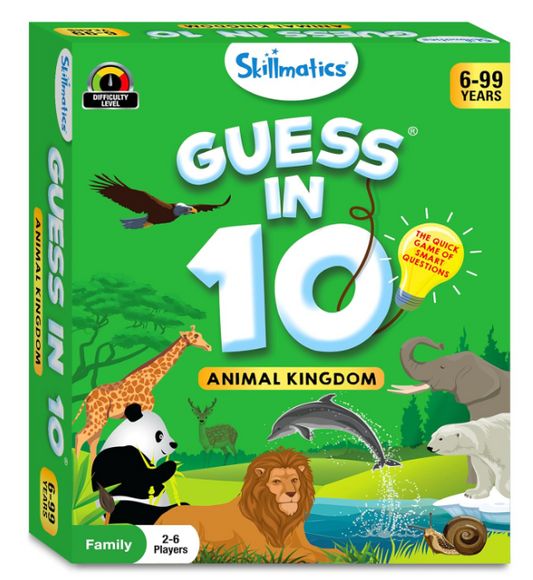 Skillmatics Guess in 10 Animal Kingdomは、動物カードゲーム、トリビア、旅行ゲームが好きな男の子、女の子、子供、ティーン、大人に最適で、6歳、7歳、8歳、9歳、10歳以上のギフトです。