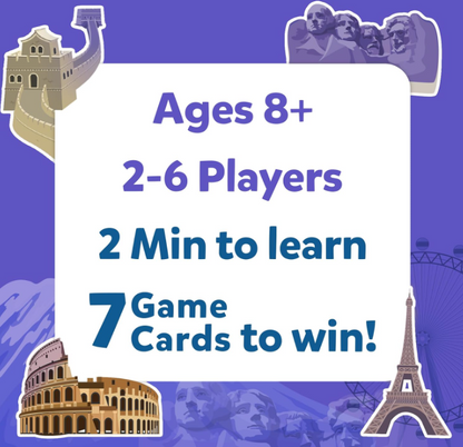 Skillmatics 10の伝説のランドマーク当てゲーム。カードゲーム、ボードゲーム、地理・歴史、雑学クイズが大好きな男の子、女の子、お子様向けの教育旅行玩具。8歳、9歳、10歳以上のお子様へのギフトに。