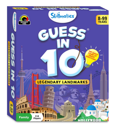 Skillmatics 10の伝説のランドマーク当てゲーム。カードゲーム、ボードゲーム、地理・歴史、雑学クイズが大好きな男の子、女の子、お子様向けの教育旅行玩具。8歳、9歳、10歳以上のお子様へのギフトに。