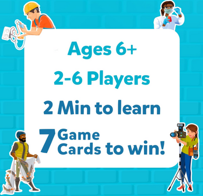 スキルマティクスの10種類の職業を当てよう。カードゲーム、知育玩具、6歳、7歳、8歳、9歳以上のお子様やご家族に最適です。