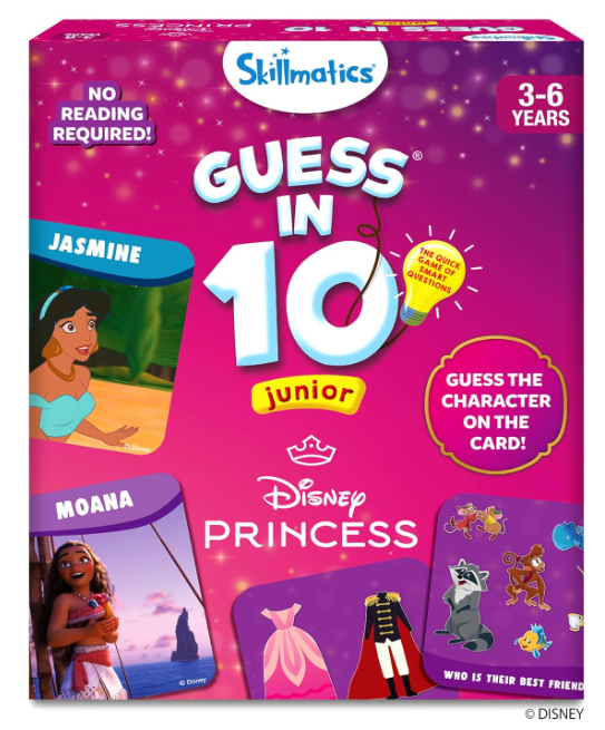 Skillmatics Guess in 10 ジュニア ディズニープリンセス キッズ、女の子、カードゲームやボードゲームが大好きな男の子向け シンデレラ、アリエル、ジャスミン 3歳、4歳、5歳、6歳へのギフト、旅行に便利