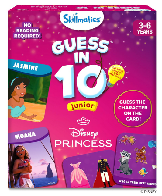Skillmatics Guess in 10 ジュニア ディズニープリンセス キッズ、女の子、カードゲームやボードゲームが大好きな男の子向け シンデレラ、アリエル、ジャスミン 3歳、4歳、5歳、6歳へのギフト、旅行に便利