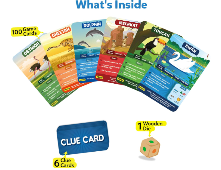 Skillmatics Guess in 10 Animals メガパック。動物カードゲーム、トリビア、旅行ゲームが好きな男の子、女の子、子供、ティーン、大人に最適。6歳、7歳、8歳、9歳、10歳以上のお子様へのギフト。